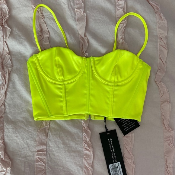 White Fox Boutique Tops - Most Wanted Crop Neon Yellow